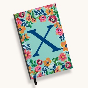Personalization Mall Flowery Initial Journal, Blue Aqua - 1 of 4