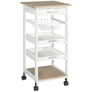 Aghana Digitals Compact Rolling Kitchen Cart with Storage Drawer, Slide-Out Wire Basket, 2 Serving - 1 of 4