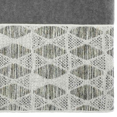 Nickel Gray Cotton Bath Towel with Chenille Border