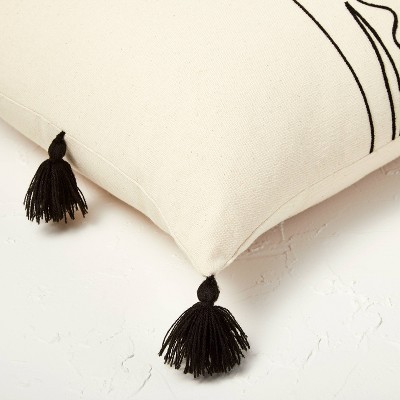 Oversized Oblong Embroidered Decorative Throw Pillow Natural/Black - Opalhouse&#8482; designed with Jungalow&#8482;_3