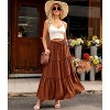 Women's Boho Beach Maxi Skirt - Trendy High Waist Pleated Ruffle Long Skirt with Pockets Earthy Brown - 3 of 4