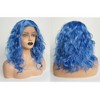 Unique Bargains Women's Halloween Medium Long Fluffy Curly Wavy Lace Front Wigs with Wig Cap 14" Blue 1PC - 3 of 4