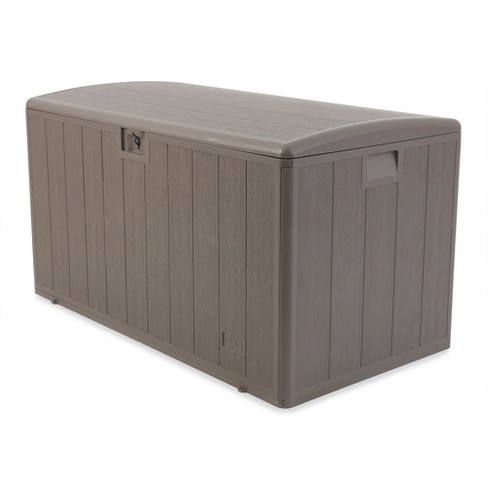 Plastic Development Group 130 Gallon Multipurpose Outdoor Backyard Patio  Storage Deck Box Container with Soft Close Lid, Gray