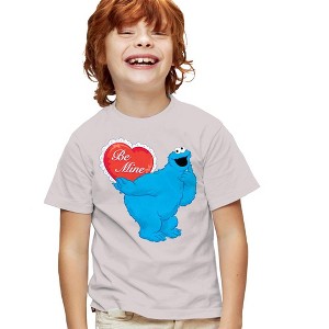 Boys' Short Sleeve Sesame Street Valentine's Day Be Mine With Cookie Monster T-Shirt Boys and Girls - 1 of 4