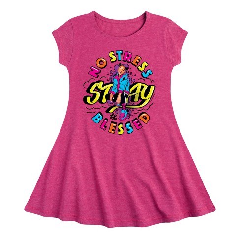 Girls' - Nickelodeon - No Stress Stay Blessed Fit & Flair Cap Sleeve Dress - image 1 of 2