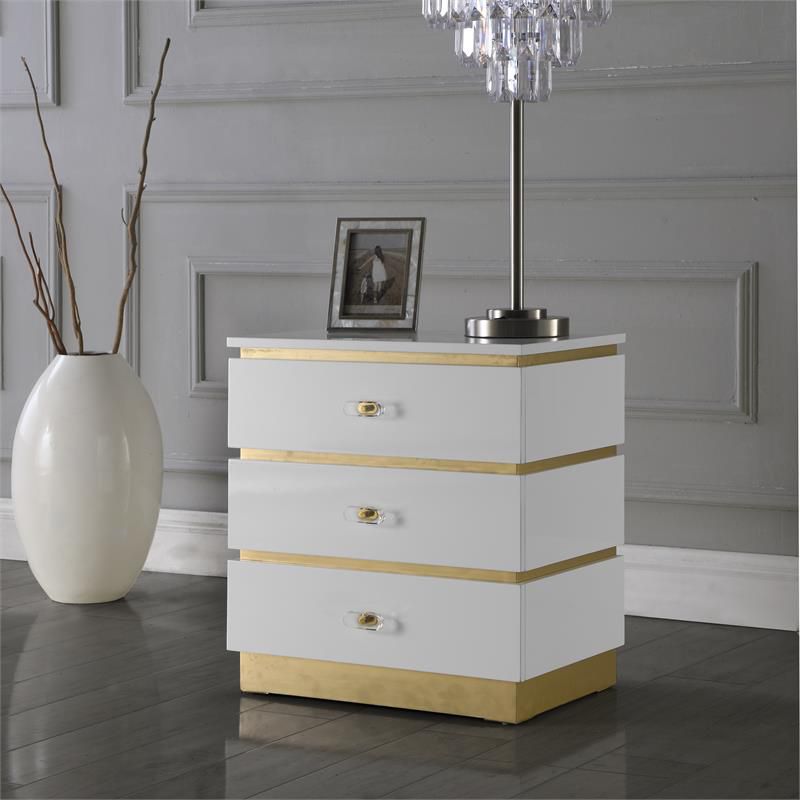 Meridian Furniture Esme Accent Table in White Lacquer/Gold, 3 of 7