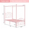 VECELO Metal Canopy Bed Frame, Twin Size Bed Frame with Headboard & Footboard, Heavy Duty Steel Slats, No Box Spring Needed Platform Bed - 3 of 4