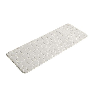 Beige Memory Foam Pebble Design Runner Mat for Bathroom
