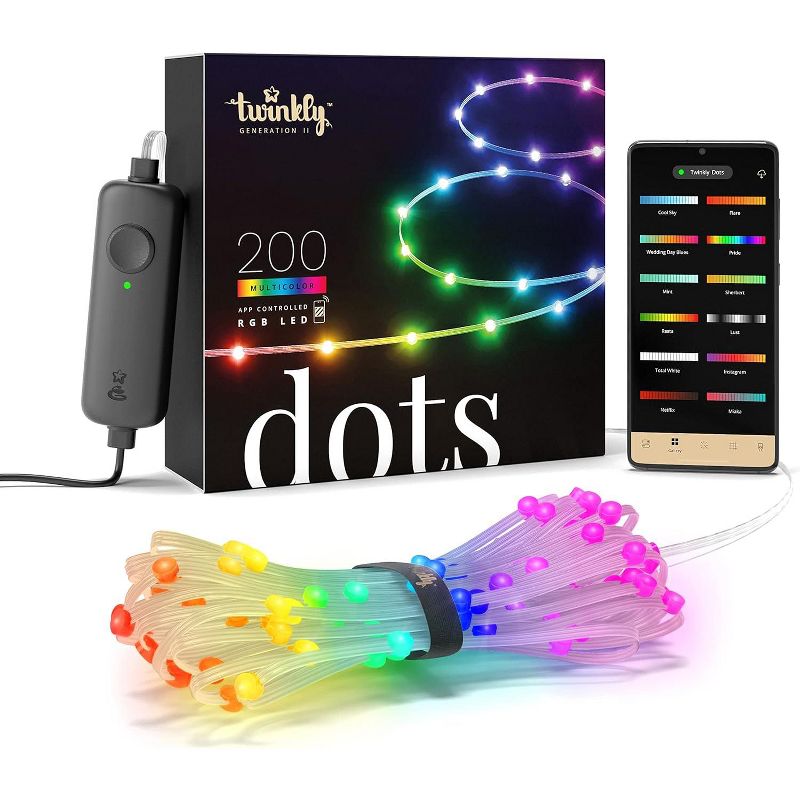 Twinkly Dots  App-Controlled Flexible LED Light String with 200 RGB (16 Million Colors) LEDs. 33ft Indoor and Outdoor Smart Home Lighting Decoration, 1 of 12