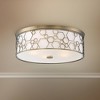 Minka Lavery Modern Ceiling Light Flush Mount Fixture 20" Polished Satin Brass LED White Linen Shade for Bedroom Living Room House - 2 of 3