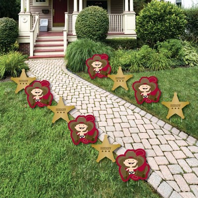 Big Dot of Happiness Cowboy - Western Lawn Decorations - Outdoor Baby Shower or Birthday Party Yard Decorations - 10 Piece