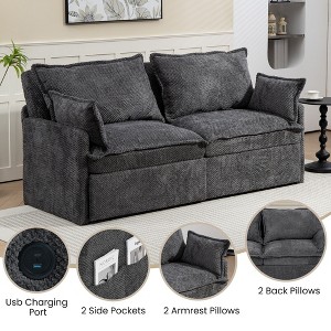 Okak Comfy Corduroy Out Sofa Bed with Side Storage Convertible Sleeper Couch Futon with USB/C-TYPE Charging Ports for Living Room - 1 of 4