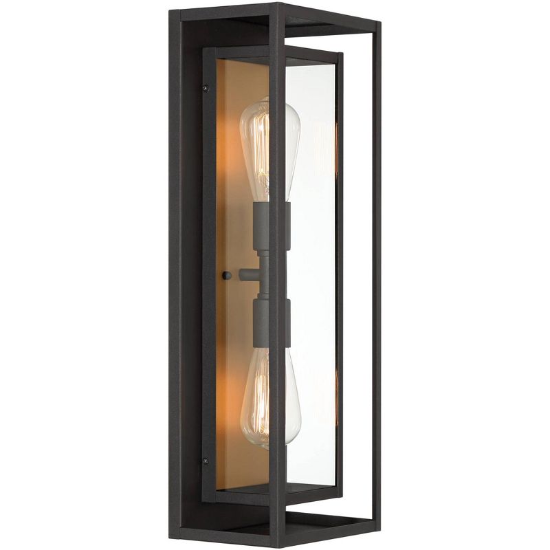Possini Euro Design Metropolis Mid Century Modern Outdoor Wall Light Fixture Black Gold 22" Clear Glass for Post Exterior Barn Deck House Porch Yard, 5 of 8