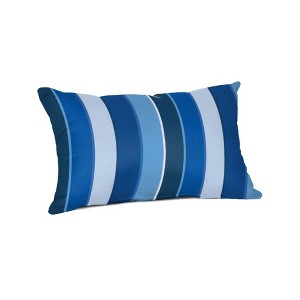 Casual Cushion Stripe Sunbrella Fabric 1-Piece Indoor/Outdoor Lumbar Pillow, 19"W x 12"L - 1 of 4