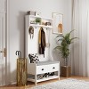 Hall Tree,3-In-1 Entryway Hall Tree With Drawers And Coat Racks,Hall Tree With Bench,Hall Tree With Top Storage Shelf For Hallway-Cuddlewood - 3 of 4