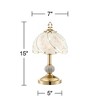 Regency Hill Traditional Accent Table Lamp 15" High Set of 2 Polished Brass Etched Glass Shade Touch On Off Bedroom House Bedside - 4 of 4