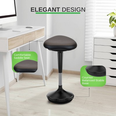 Adjustable Black Vinyl Saddle Style Swivel Stool