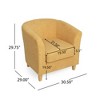 Fabric Tub Club Chair with Rounded Back, Sloped Armrests and Birch Wood Legs, Mustard Yellow Comfortable Design - 3 of 4