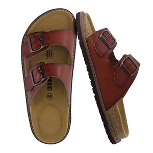 CUSHIONAIRE Plano Slip-On Sandals for Women with Arch Support, Adjustable Buckle Straps, and Stitched Outsole – Casual Flat Summer Womens Sandals - 1 of 4