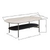 2-Tier Sintered Stone Coffee Table,47'' Modern Oval Center Table with Black Metal Frame for Living Room-Baofuwish - 4 of 4