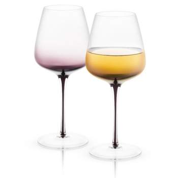 JoyJolt Black Swan White Wine Glasses - Set of 2 Premium Crystal Glassware - 17.8 oz