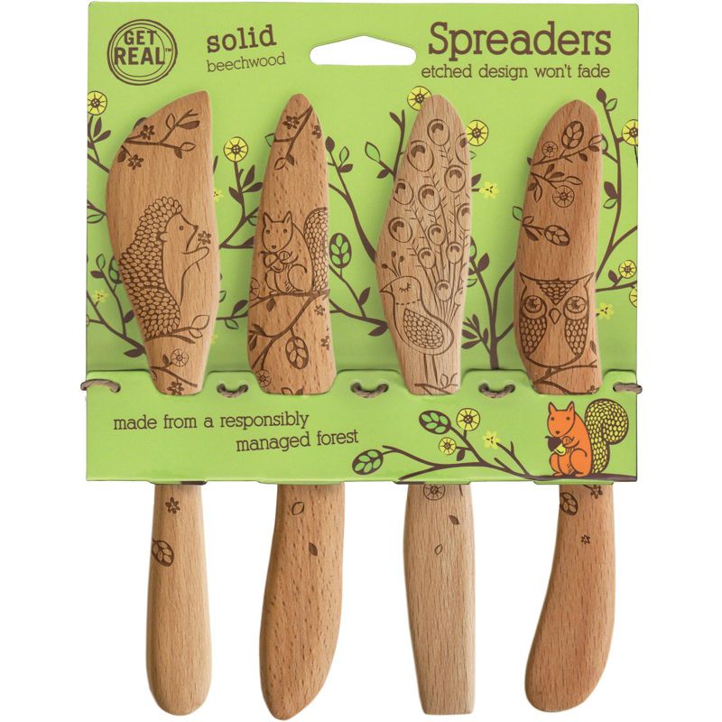 Talisman Designs Beechwood Spreaders, Woodland Collection, Set of 4, 1 of 2
