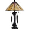 Cal Lighting BO-3106TB 60W X 2 Metal and Resin Tiffany Table Lamp with Pull Chains, Oak - 3 of 4