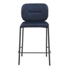 HomeRoots Set of Two 25" Blue and Black Velvet and Steel Counter Height Bar Chairs - 4 of 4