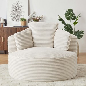 Dolonm 48.8 in. Compressible Corduroy Round Chair, Plush Modern Seating for Living Room & Office - 1 of 4