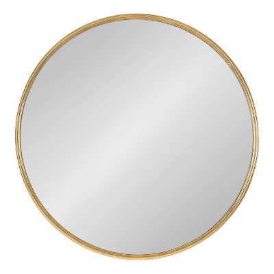 28" Luxe Gold Finish Round Wooden Wall Mirror