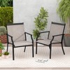Tangkula Patio Chairs Set of 4 Dining Chairs w/ Curved Backrest Long Armrest Breathable Fabric - 4 of 4