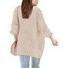 Girls Open Front Long Sleeve Cardigan Color Block Knit Oversized Kids Sweaters Cardigan Coat - 2 of 2