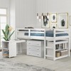 Whisen Low Study Loft Bed with Cabinet and Rolling Portable Desk - 2 of 4
