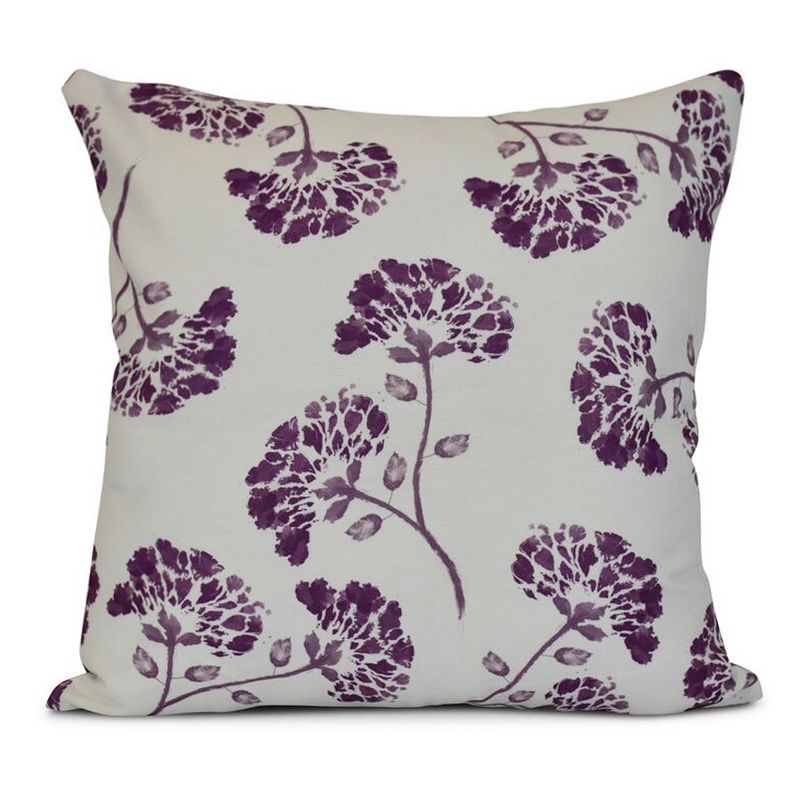 16&#34;x16&#34; Floral Print Square Throw Pillow Purple - e by design, 1 of 4