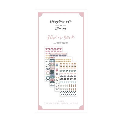 12 Sheet Sticker Book 4.5"x9" - Ivory Paper Co: Planner & Agenda Stickers, Bluesky Style, 12 Sheets