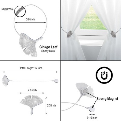 Set of 2 Black Metal Ginkgo Leaf Magnetic Curtain Tiebacks
