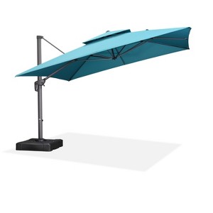 PURPLE LEAF Cantilever Outdoor Umbrella with Base Large Patio Hanging Double Top Square Offset Umbrella 360° Rotation - 1 of 4