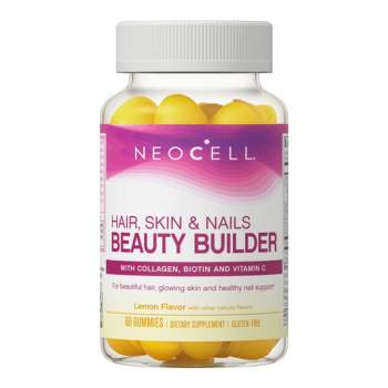 NeoCell Hair, Skin & Nails Beauty Builder, 3-in-1 Support Gummies; with Collagen, Biotin and Vitamin C; Gluten-Free; Lemon; 60 Gummies; 30 Servings