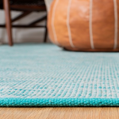 Montauk Aqua Blue 6' Square Handwoven Cotton Area Rug