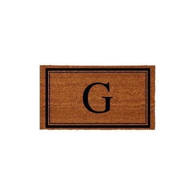 Evergreen Monogram Indoor Outdoor 100% Natural Coir Doormat 28" x 16" |  Letter  "G"