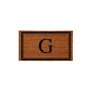 Evergreen Monogram Indoor Outdoor 100% Natural Coir Doormat 28" x 16" |  Letter  "G" - 1 of 4