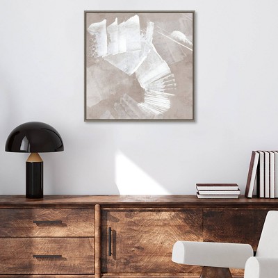 22" x 22" Neutral Abstract Canvas Framed Wall Art