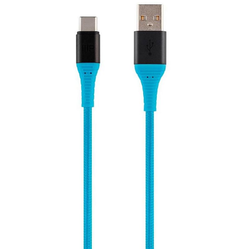 Monoprice Nylon Braided USB C to USB A 2.0 Cable - 1.5 Feet - Blue | Type C, Durable, Fast Charge for Samsung Galaxy S10/ Note 8, LG V20 and -, 1 of 7