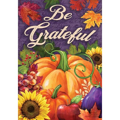 Be Grateful Fall House Flag Pumpkins Autumn Floral 28" x 40" Briarwood Lane