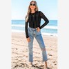 Amaryllis Women’s Sheer Mesh Rhinestone Embellished Long Sleeve Fitted Top Lightweight Sparkling - 3 of 4