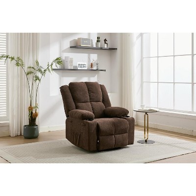 Rocking Chair, Manual Recliner Chair for Living Room, Bedroom,Rocking Chairs with Cup Holder, Nursery Glider Recliner with Massage and Heating