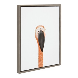 18" x 24" Sylvie Flamingo Portrait Framed Canvas by Amy Peterson Art Studio - Kate & Laurel All Things Decor - 1 of 4