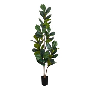 GlasFlength Artificial Plants Artificial Rubber Tree Artificial Fiddle Tree Faux Plants for Indoor Home Decoration, Green, 25"*17"*49" - 1 of 4