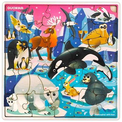QUOKKA 28 Pieces Wooden Puzzles for Kids 3 4 5 Years Old