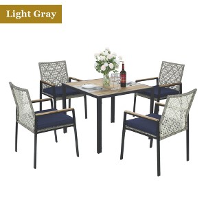 Hrinhom 5 Pieces Patio Dining Table And Chairs Set,Outdoor Rattan Furniture Set - 1 of 4